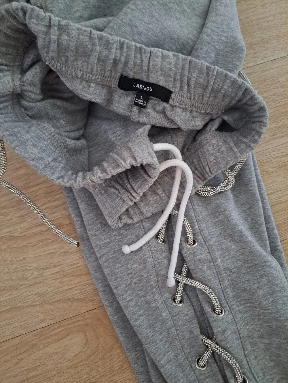 LABIJOU Grey Lace-Up Side Sweatpants - Picture 6 of 8
